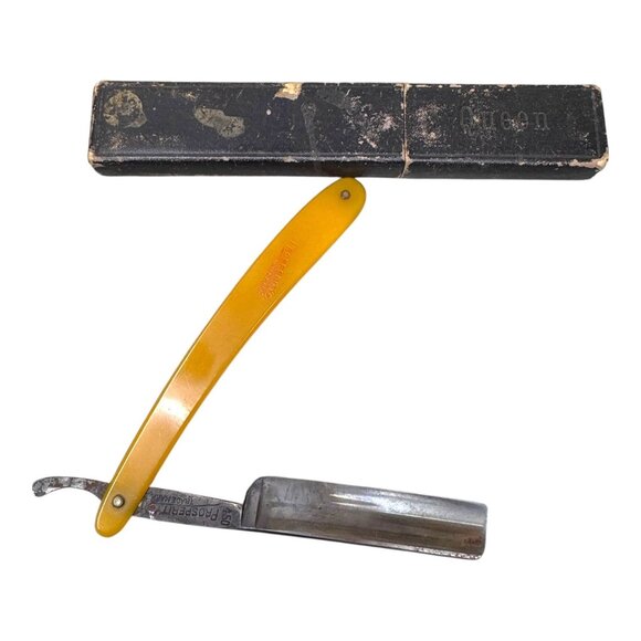 VINTAGE E. MORRIS MFG PROSPERITY 450 Straight Edge Razor 6/8" With Box RARE - Picture 1 of 7